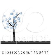 Poster, Art Print Of Bare Christmas Tree With Blue Baubles And Copyspace