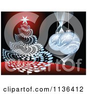 Poster, Art Print Of Dot Christmas Tree With Baubles And Waves