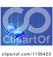 Poster, Art Print Of Blue Christmas Baubles Over Blue With Fireworks