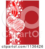 Poster, Art Print Of Christmas Baubles Over Red With Waves And Dots