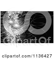 Cartoon Of Silver Christmas Baubles And Scribbles Over Black Royalty Free Vector Clipart