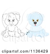 Cartoon Of A Cute Outlined And White Puppy Dog Royalty Free Vector Clipart