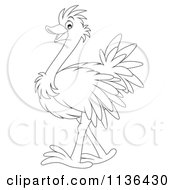 Cartoon Of A Cute Outlined Ostrich Royalty Free Vector Clipart by Alex Bannykh