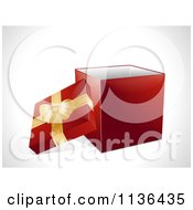 Poster, Art Print Of 3d Red Christmas Gift Box With A Gold Ribbon