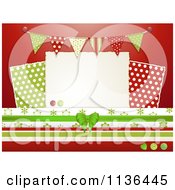 Poster, Art Print Of Christmas Scrapbook Papers Buttons And Flags On Red