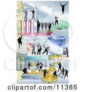 Poster, Art Print Of Businessmen Working Together And Using A Giant Piece Of Machinery