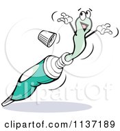 Cartoon Of A Happy Tooth Paste Character Shooting Out Of A Tube Royalty Free Vector Clipart