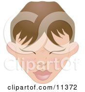 Womans Face With Bangs And Closed Eyes Clipart Illustration