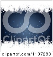 Clipart Of A Blue Winter Or Christmas Snowflake Background With Copyspace 7 Royalty Free Vector Illustration
