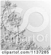 Grayscale Winter Or Christmas Snowflake Background With Copyspace