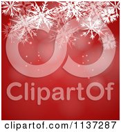Clipart Of A Red Winter Or Christmas Snowflake Background With Copyspace 1 Royalty Free Vector Illustration