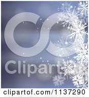 Clipart Of A Blue Winter Or Christmas Snowflake Background With Copyspace 3 Royalty Free Vector Illustration