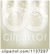 Clipart Of A Gold Glittery Snow Christmas Magic Background Royalty Free Vector Illustration