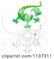 Poster, Art Print Of Cute Outlined And Green Gecko