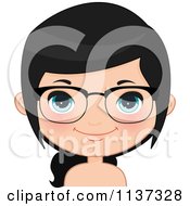 Cartoon Of A Happy Girl Wearing Glasses 6 Royalty Free Vector Clipart