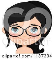 Cartoon Of A Happy Girl Wearing Glasses 5 Royalty Free Vector Clipart