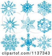 Poster, Art Print Of Nine Blue Snowflakes