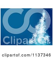 Clipart Of A Blue Background With A Flare And Snowflakes Royalty Free Vector Illustration