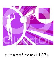 Silhouetted Woman Dancing On A Purple Background Clipart Illustration