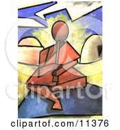 Abstract Musician Playing A Flute Clipart Illustration