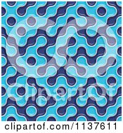 Clipart Of A Seamless 3d Blue Truchet Tile Texture Background Pattern Version 14 Royalty Free CGI Illustration