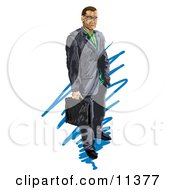 Businessman Holding A Briefcase Clipart Illustration