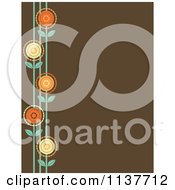 Poster, Art Print Of Retro Brown Background With A Border Of Flowers