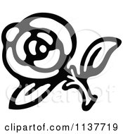 Clipart Of A Retro Vintage Black And White Rose 1 Royalty Free Vector Illustration