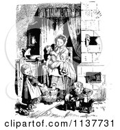 Poster, Art Print Of Retro Vintage Black And White Mother Washing Her Child