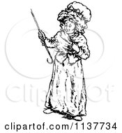 Poster, Art Print Of Retro Vintage Black And White Old Woman With A Cane