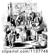 Poster, Art Print Of Retro Vintage Black And White Mother And Children At A General Store