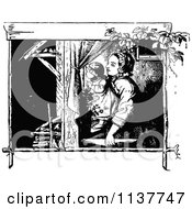 Poster, Art Print Of Retro Vintage Black And White Mother And Daugher By A Window