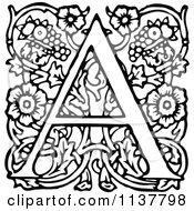 Clipart Of A Retro Vintage Black And White Ornate Letter A Royalty Free Vector Illustration by Prawny Vintage