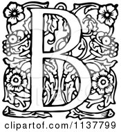 Clipart Of A Retro Vintage Black And White Ornate Letter B Royalty Free Vector Illustration by Prawny Vintage