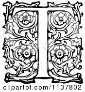Clipart Of A Retro Vintage Black And White Ornate Letter T Royalty Free Vector Illustration