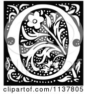 Clipart Of A Retro Vintage Black And White Ornate Letter O 1 Royalty Free Vector Illustration