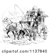 Poster, Art Print Of Retro Vintage Black And White Moving Couple And Horse Drawn Carriage