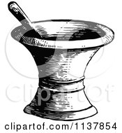 Poster, Art Print Of Retro Vintage Black And White Mortar And Pestle