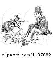 Poster, Art Print Of Retro Vintage Black And White Ant Talking To A Man