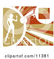 Silhouetted Woman Dancing On A Yellow Orange And Brown Background Background Clipart Illustration by AtStockIllustration