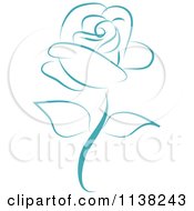 Clipart Of A Beautiful Single Blue Rose Royalty Free Vector Illustration