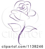 Clipart Of A Beautiful Single Purple Rose Royalty Free Vector Illustration