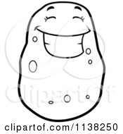 Outlined Black And White Smiling Potato Character