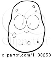 Cartoon Clipart Of An Outlined Black And White Big Eyed Potato Character Black And White Vector Coloring Page by Cory Thoman