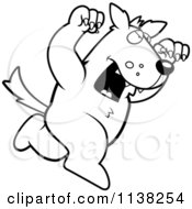 Cartoon Clipart Of An Outlined Outlined Attacking Wolf Black And White Vector Coloring Page