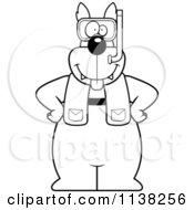 Cartoon Clipart Of An Outlined Wolf In Scuba Gear Black And White Vector Coloring Page by Cory Thoman