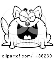 Cartoon Clipart Of An Outlined Chubby Evil Wolf Black And White Vector Coloring Page