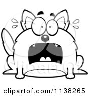 Cartoon Clipart Of An Outlined Chubby Scared Wolf Black And White Vector Coloring Page