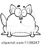Cartoon Clipart Of An Outlined Chubby Surprised Wolf Black And White Vector Coloring Page