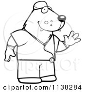 Cartoon Clipart Of An Outlined Wolf Surgeon Doctor In Scrubs Black And White Vector Coloring Page